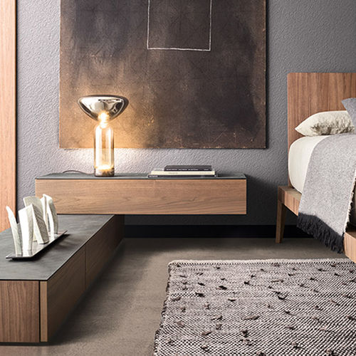 Comodino contemporaneo - SPAZIO  - PIANCA - in legno laccato / in vetro / in pietra