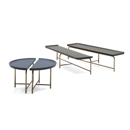 Tavolino basso contemporaneo - 1+1 - PIANCA - in metallo laccato / con supporto in metallo laccato / rettangolare