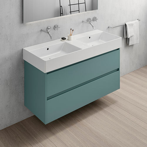 Lavabo da appoggio - 9425111 - GSI - in ceramica / con portasalviette integrato / lucido
