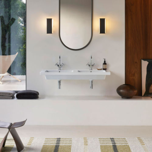 Lavabo sospeso - 8627111 - GSI - in ceramica / con portasalviette integrato / doppio