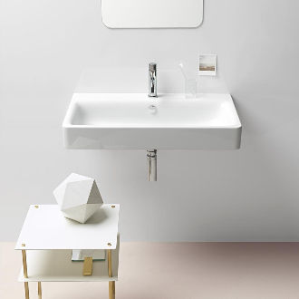 Lavabo sospeso - SAND: 9022111  - GSI - in ceramica / con specchio regolabile / rettangolare