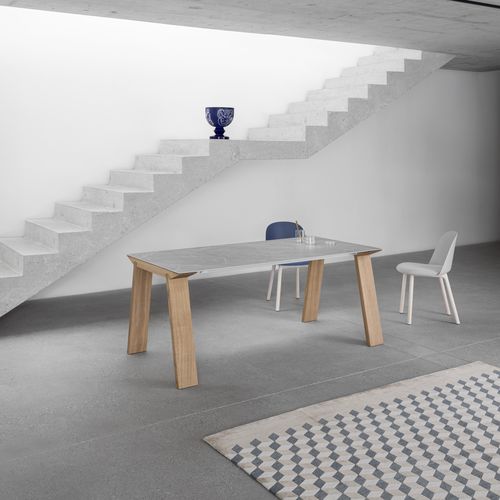 Tavolo da pranzo contemporaneo - Artù - miniforms - impiallacciato in legno / in vetro laccato / in ceramica