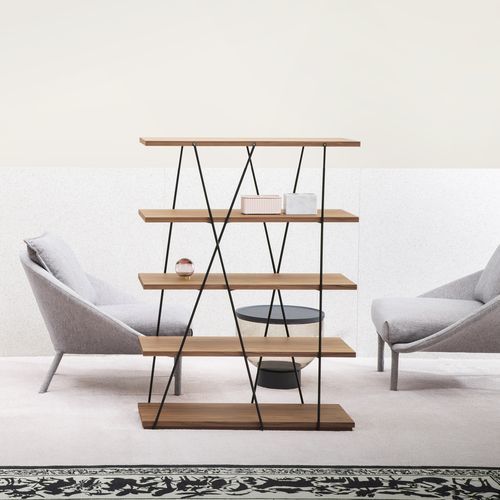 Scaffale contemporaneo - Matassa - miniforms - in rovere / in noce / in metallo laccato
