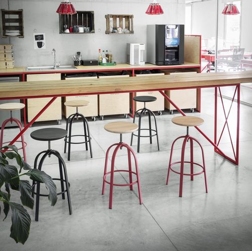 Sgabello da bar contemporaneo - Ferrovitos - miniforms - in faggio / con supporto in metallo laccato / con 4 gambe