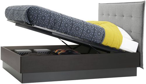 Letto matrimoniale - LUGANO - BoConcept - contemporaneo / con testiera imbottita / con base contenitore