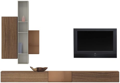 Parete attrezzata TV contemporaneo - LUGANO - BoConcept - in legno laccato / in vetro / in MDF