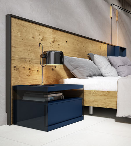 Comodino contemporaneo - LYON CRISTAL - MUEBLES MESEGUE, S.A. - in legno laccato / rettangolare / quadrato