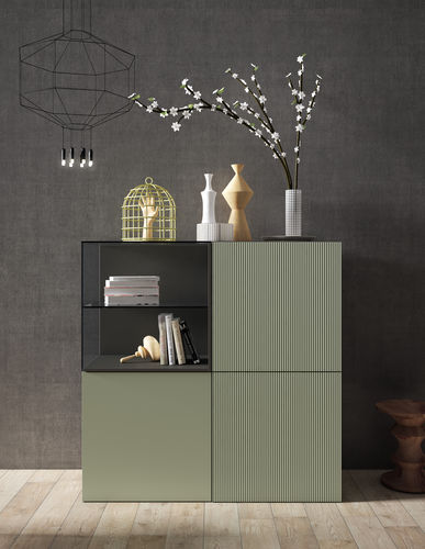 Credenza alta - BLIND - MUEBLES MESEGUE, S.A. - contemporanea / in legno laccato / in vetro