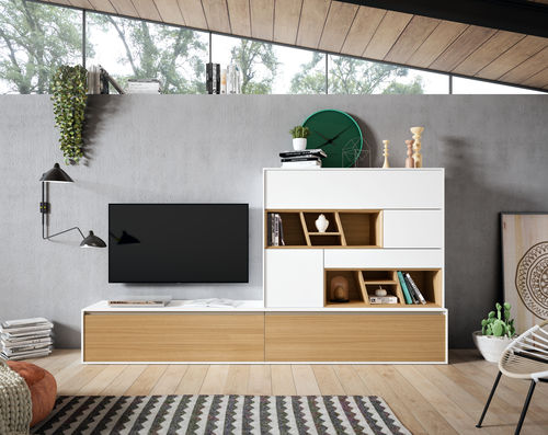 Parete attrezzata per soggiorno contemporanea - 21 COVER - MUEBLES MESEGUE, S.A. - in legno / per TV / con cassetti