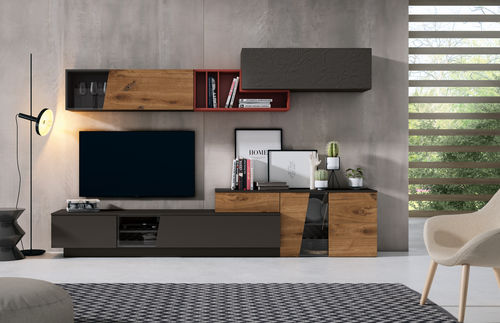 Parete attrezzata per soggiorno contemporanea - 25 COVER - MUEBLES MESEGUE, S.A. - in legno / per TV / con cassetti