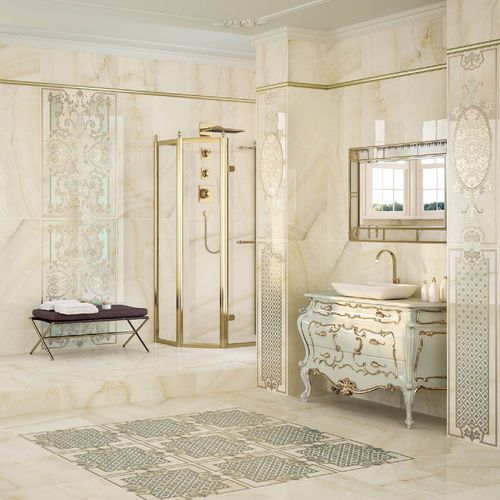 Piastrella in gres porcellanato - DOREX  - SALONI CERAMICA - lucida / 3D / da bagno