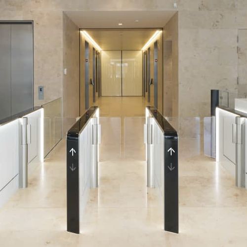 Varco rapido per controllo accesso - 100 - KONE - in vetro / di sicurezza / in acciaio inossidabile