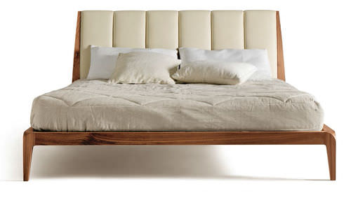 Letto matrimoniale - P-112  - Dale Italia - contemporaneo / con testiera imbottita / in noce