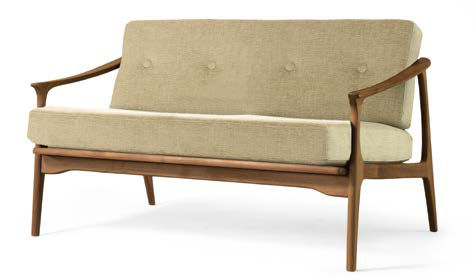 Divano classico - T-100  - Dale Italia - in tessuto / beige / in noce