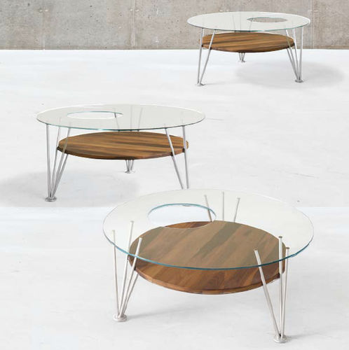 Tavolino basso contemporaneo - H-121 - Dale Italia - in vetro / in metallo / in noce