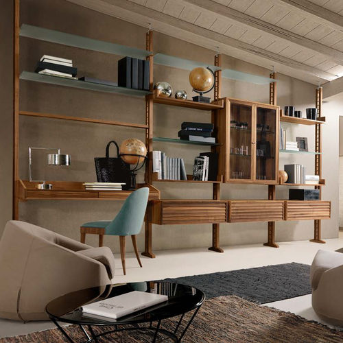 Scaffale pavimento-soffitto - E-111  - Dale Italia - contemporaneo / in legno / in vetro