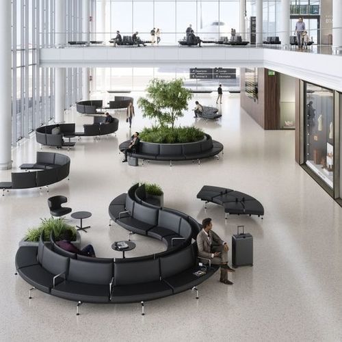 Seduta su barra in alluminio lucido - SOFT WAIT - vitra USA - in tessuto / in pelle / 3 posti