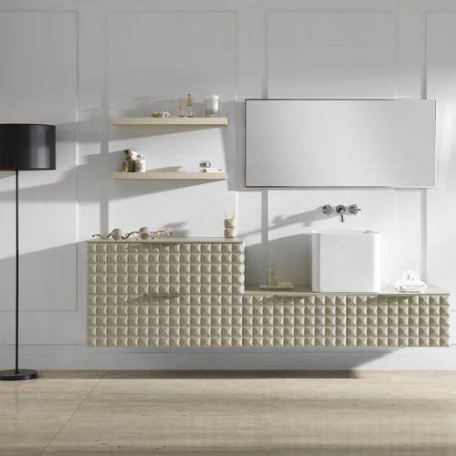Mobile lavabo sospeso - ZETA - IKEBE DISEÑOS, S.L.L. - in legno / contemporaneo / con scaffale integrato