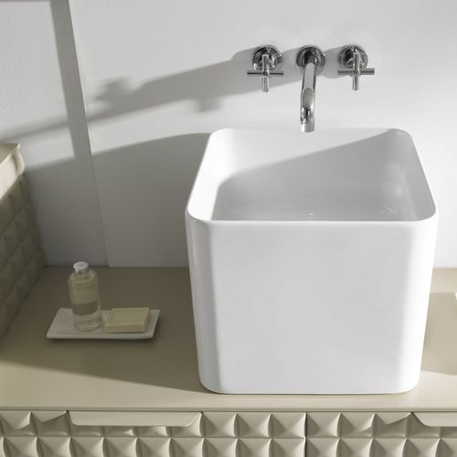 Lavabo da appoggio - CUBE - IKEBE DISEÑOS, S.L.L. - in porcellana / quadrato / contemporaneo