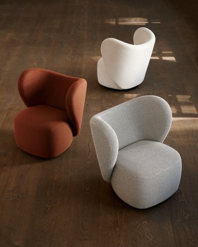 Chauffeuse contemporanea - LITTLE BIG CHAIR - NORR11 - in tessuto / in legno compensato / a orecchioni