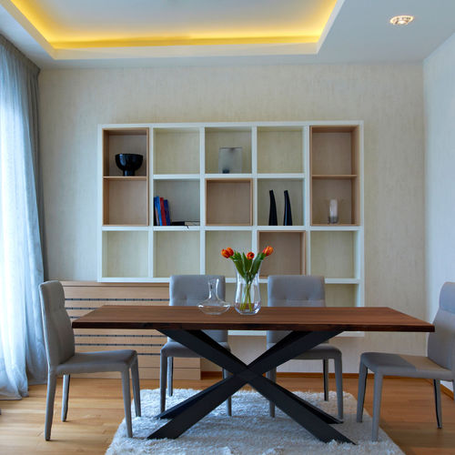 Tavolo da pranzo contemporaneo - RAIA : RÉF. 24020 - OVATION Paris - in legno / con supporto in legno / con supporto in lamiera di acciaio