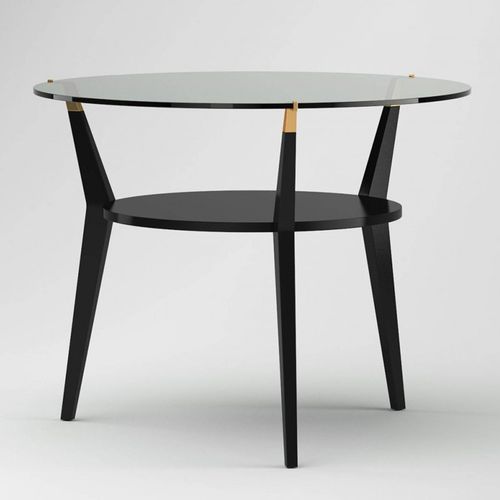 Tavolo contemporaneo - HALÉVY : RÉF. 24100 - OVATION Paris - in vetro / con supporto in legno laccato / rotondo