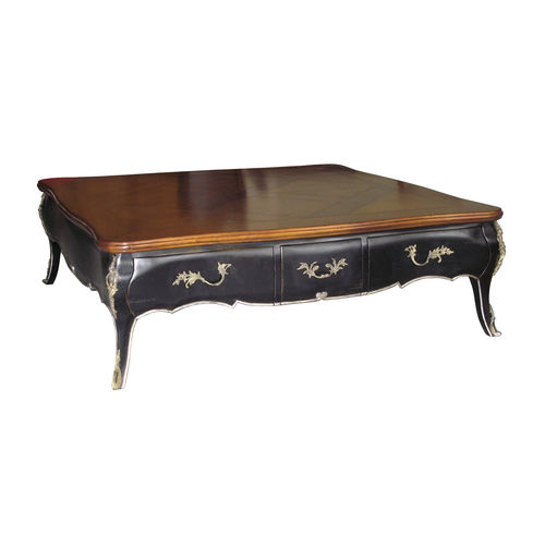 Tavolino basso in stile Luigi XV - TANCREDI : RÉF. 14224 - OVATION Paris - in legno / con supporto in bronzo / quadrato