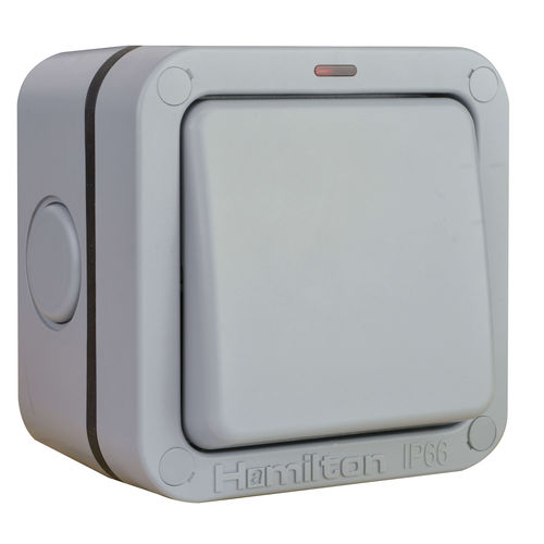 Interruttore a pulsante - ELMR2WNGY/ELM20DPNGY - Hamilton Litestat - non incassato / contemporaneo / quadrato