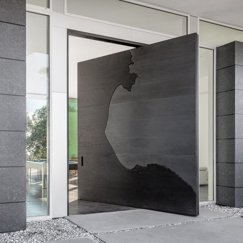 Porta d'ingresso - Art of Monterey Bay - FritsJurgens - in rovere bianco / a bilico con asse laterale / contemporanea