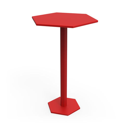 Tavolo alto contemporaneo - HEXAGONE - ZHED - in rovere / in acciaio / con supporto in acciaio