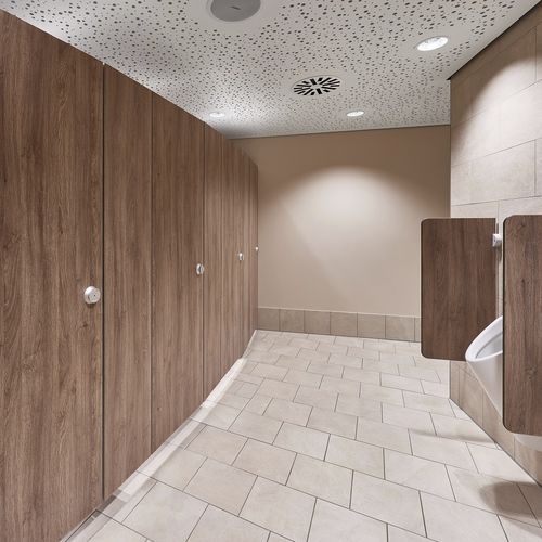 Cabina per bagni pubblici in HPL - EF-3 JUMP - Schaefer-Trennwandsysteme - in alluminio / per toilette / per edifici pubblici