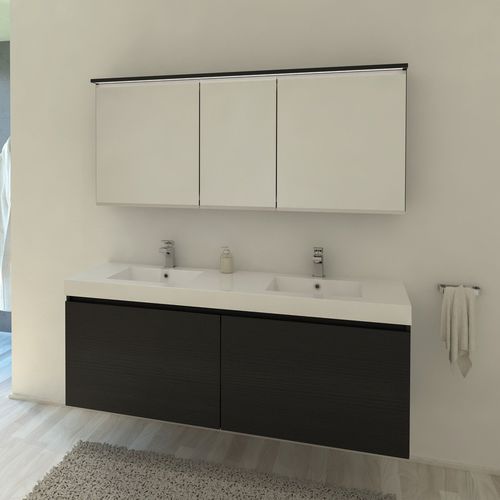 Mobile lavabo doppio - M1 - ALKE - sospeso / in rovere / contemporaneo