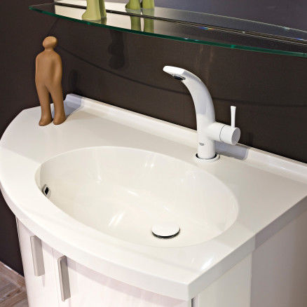 Lavabo da incasso - WING - ALKE - in ceramica / con miscelatore / d'angolo