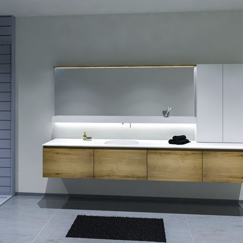 Mobile pensile per bagno con specchio contemporanea - WATER - ALKE - in legno / da parete