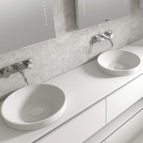 Lavabo da semincasso - S7 - ALKE - in Solid Surface / con miscelatore / doppio