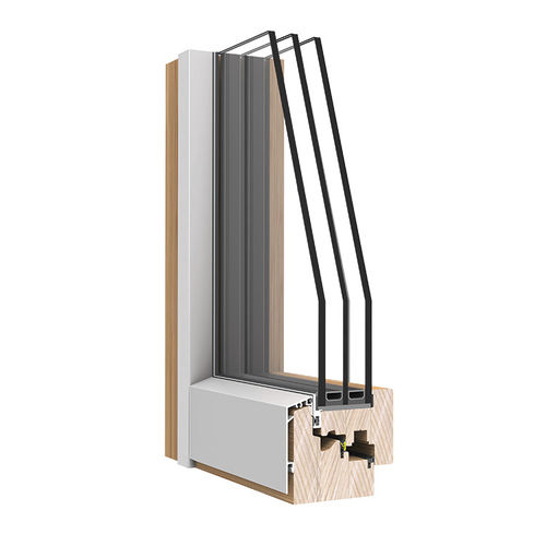 Finestra in legno - ALUTREND SMART - BERTRAND - in alluminio / a battente / a doppi vetri