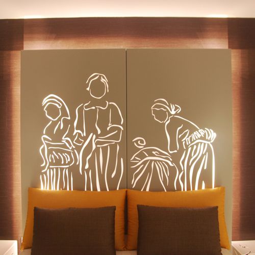 Testiera per letto matrimoniale - BPLAN - design originale / in metallo / con luce integrata