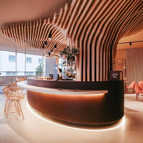 Bancone da bar - BPLAN - in alluminio / curvo / LED