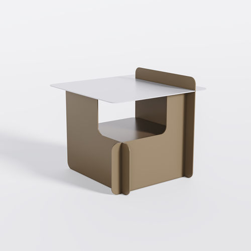 Tavolo d'appoggio design originale - Bset - BPLAN - in alluminio / con supporto in alluminio laccato / a cubo