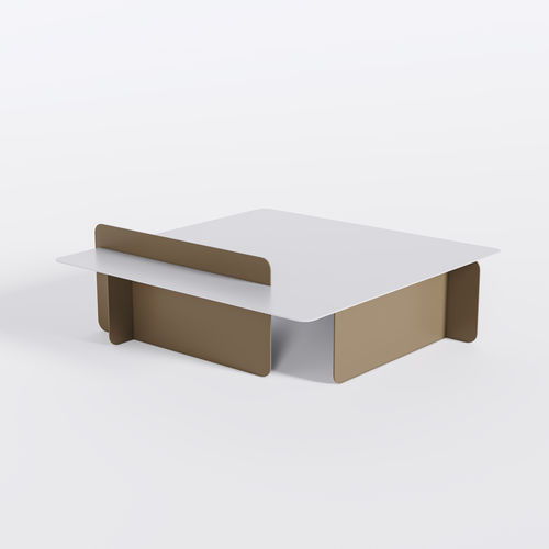 Tavolino basso design originale - Bset - BPLAN - in alluminio / con supporto in alluminio laccato / per hotel