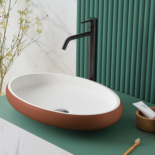 Lavabo da appoggio - ESLIDA - SANYCCES - in Solid Surface / personalizzabile / ovale
