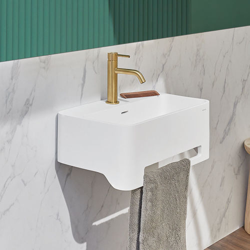 Lavabo sospeso - CORK - SANYCCES - in Solid Surface / di lunga durata / rettangolare
