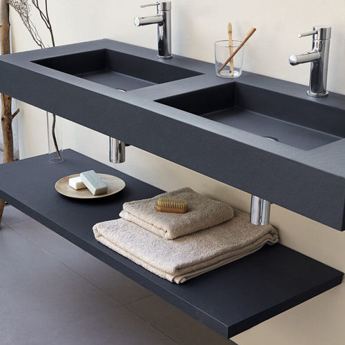 Mobile lavabo doppio - CLEVER - SANYCCES - sospeso / ghisa minerale / contemporaneo