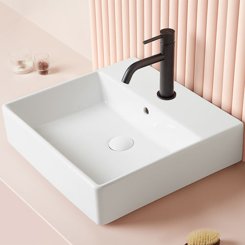 Lavabo da appoggio - ROMA - SANYCCES - in ceramica / rettangolare / 1 foro