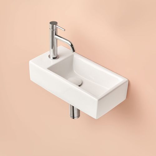Lavabo da appoggio - MINI - SANYCCES - in ceramica / rettangolare / 1 foro