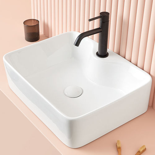 Lavabo da appoggio - LECCE - SANYCCES - in ceramica / rettangolare / 1 foro