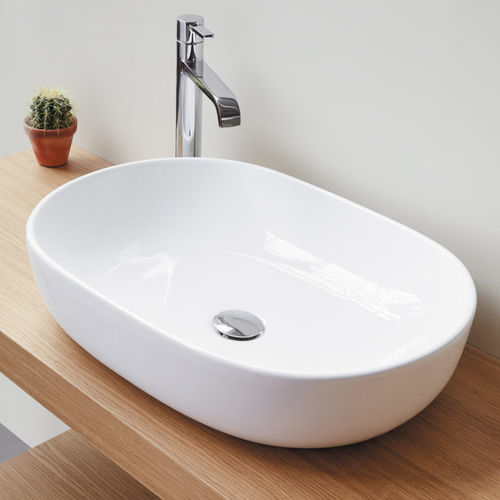 Lavabo da appoggio - CHIURE - SANYCCES - in ceramica / ovale / senza foro