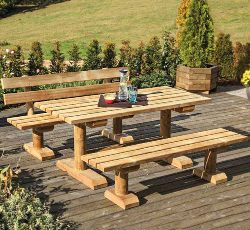 Set tavolo e panca classico - TONBACH - Braun Wuerfele - in abete / da giardino / da esterno