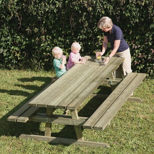Tavolo da picnic classico - 41502 series - Braun Wuerfele - in pino / con supporto in pino / rettangolare