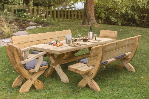 Set tavolo e panca classico - MURGTAL - Braun Wuerfele - in abete / da giardino / da esterno